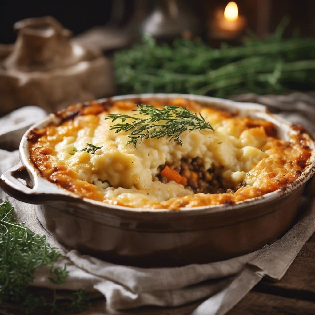Elevated Vegetarian Shepherd's Pie with Root Vegetable Mash